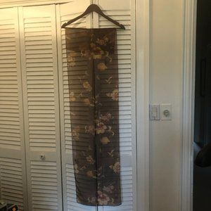 Basha  long scarf brown flowery motives, new&tags